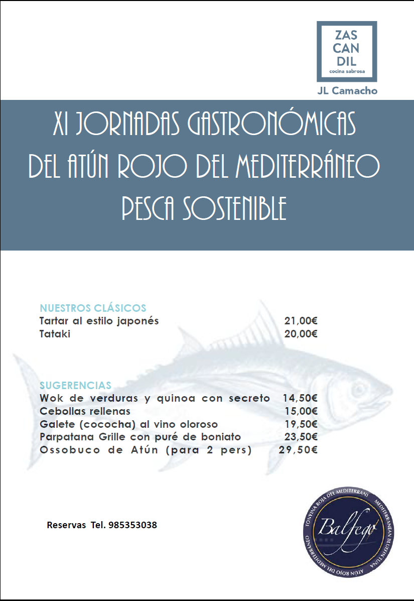 Menú de las jornadas de atún rojo de Balfegó